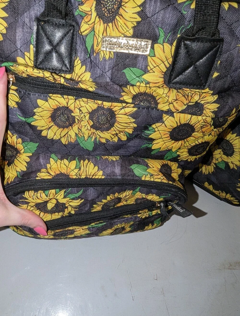 Simply Southern Sunflower Quilted Backpack and Lunch Bag Set - Black & Yellow